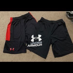 Under Armour; 2 pr boys shorts; YMD; excellent condition
